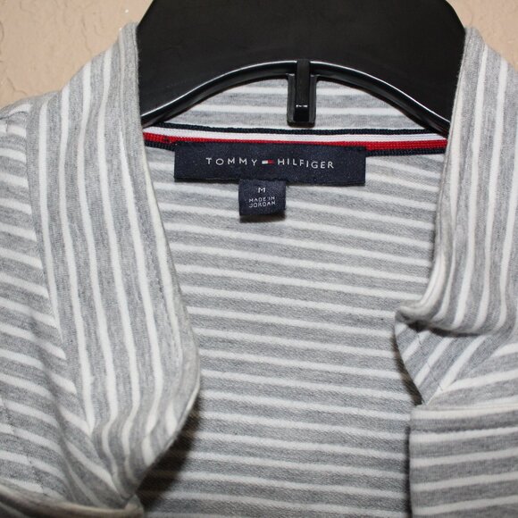 Tommy Hilfiger Women's Gray & White Striped Double-Breasted Blazer Jacket Size M - Picture 2 of 11